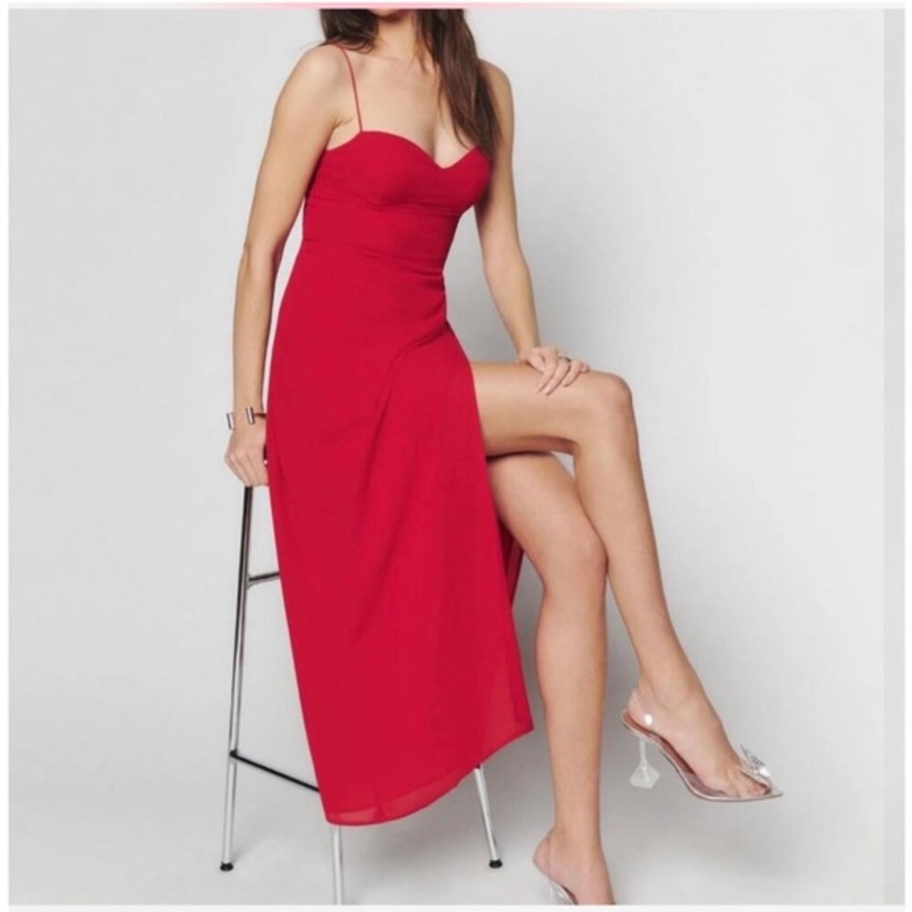 Reformation Kourtney Midi Dress - Red